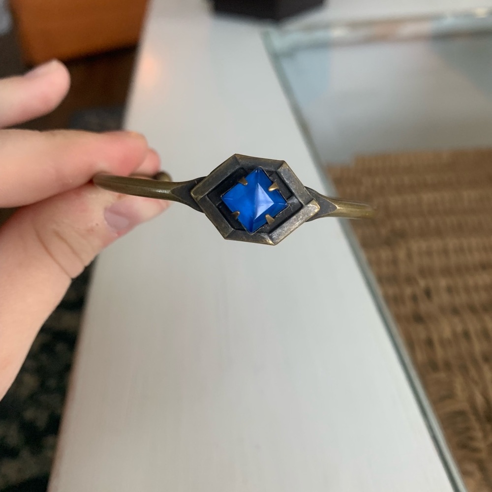 Loren Hope Brass Bangle with Blue Stone